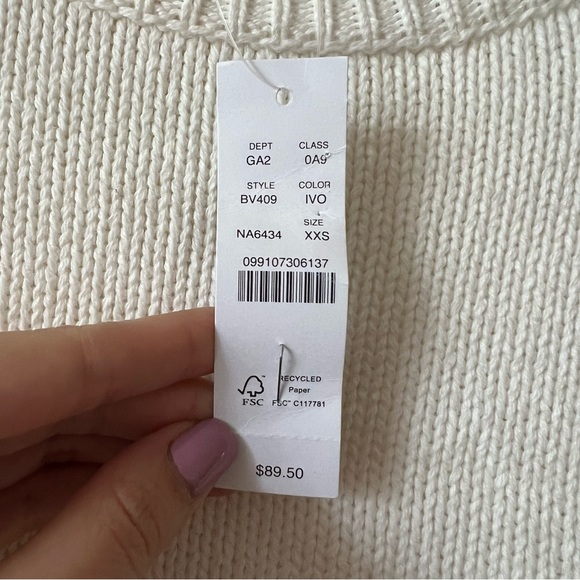 J. Crew Rolled Neck Cotton Sweater white size XXS - Picture 4 of 7